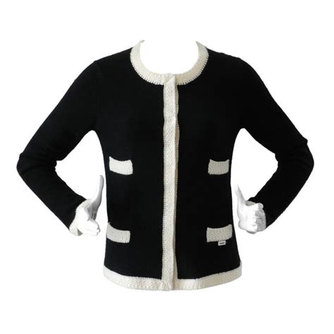 chanel style black cardigan|Chanel leather cardigan.